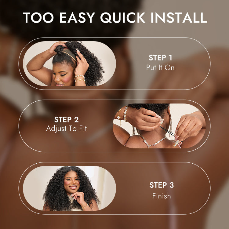 Luvme Too Easy Texture™ 3-In-1 Half Wig 180% Density Water Wave Glueless Flexi-Fit Drawstring Wig