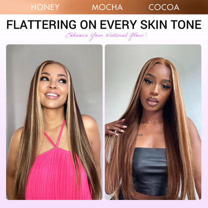 Luvme Hair 180% Density Honey Blonde Highlight Silky Straight Glueless 5x5 Closure HD Lace Long Wig