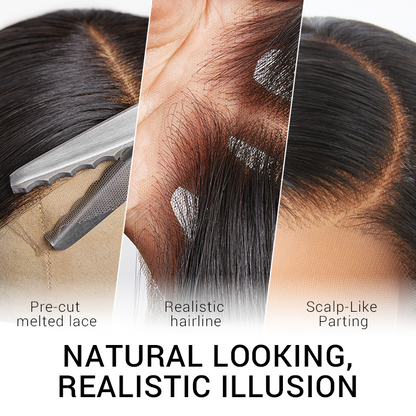 Jet Black Loose Body Wave Glueless 5x5 Closure Lace Wig 100% Human Hair