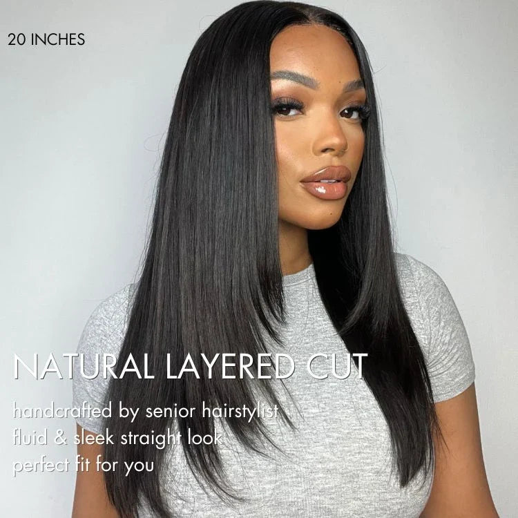 Layered Wig – Black with Highlights & 5x5 Lace