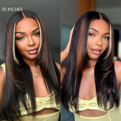 Layered Wig – Black with Highlights & 5x5 Lace